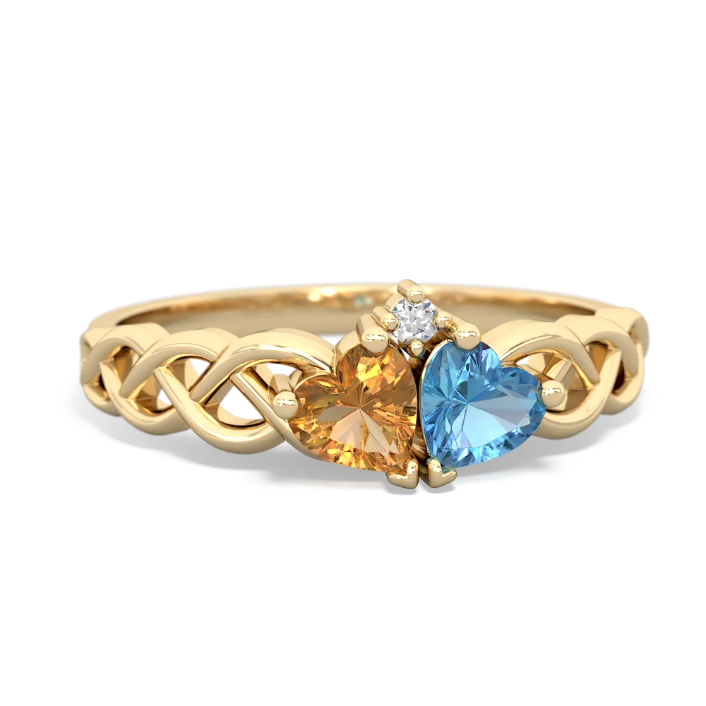 Citrine Heart To Heart Braid 14K Yellow Gold ring R5870