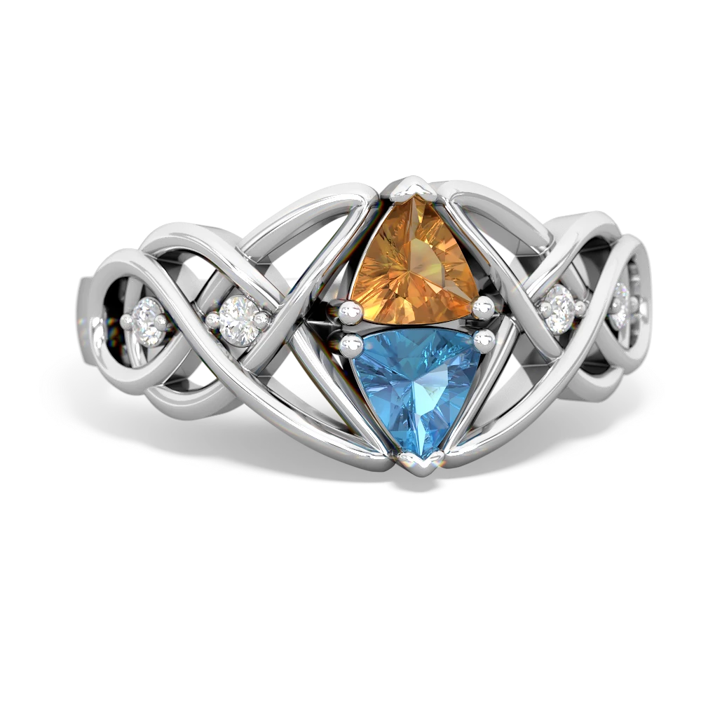 Citrine Keepsake Celtic Knot 14K White Gold ring R5300