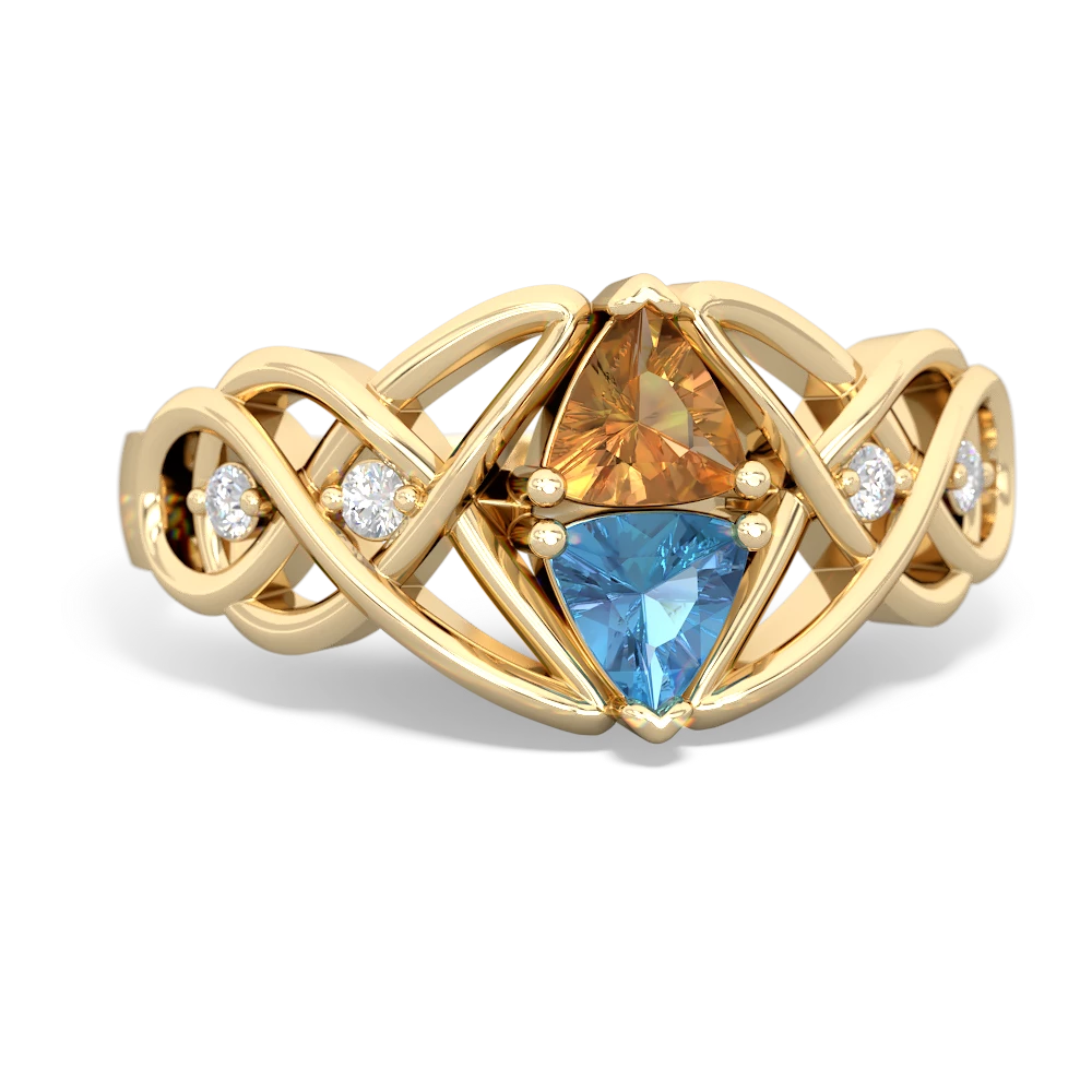 Citrine Keepsake Celtic Knot 14K Yellow Gold ring R5300