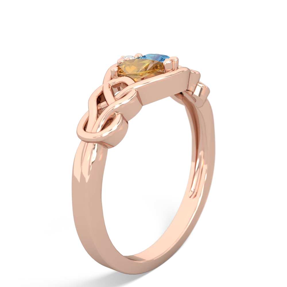 Citrine Celtic Love Knot 14K Rose Gold ring R5420