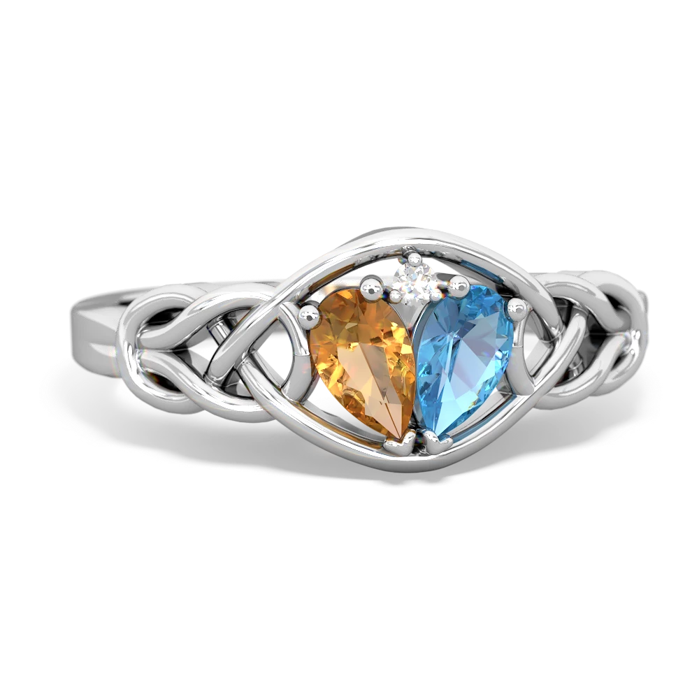 Citrine Celtic Love Knot 14K White Gold ring R5420