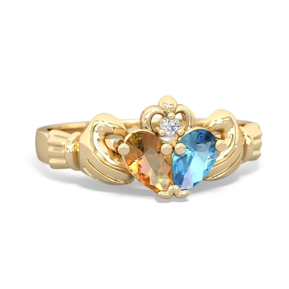 Citrine 'Our Heart' Claddagh 14K Yellow Gold ring R2388