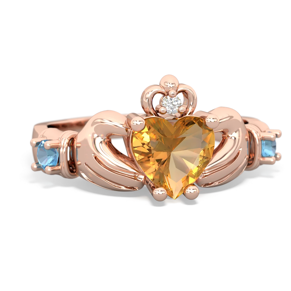 Citrine Claddagh Keepsake 14K Rose Gold ring R5245