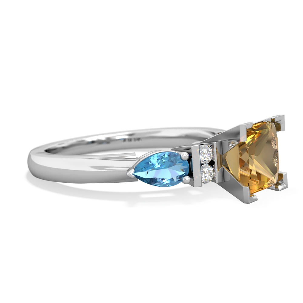 Citrine 6Mm Princess Eternal Embrace Engagement 14K White Gold ring C2002