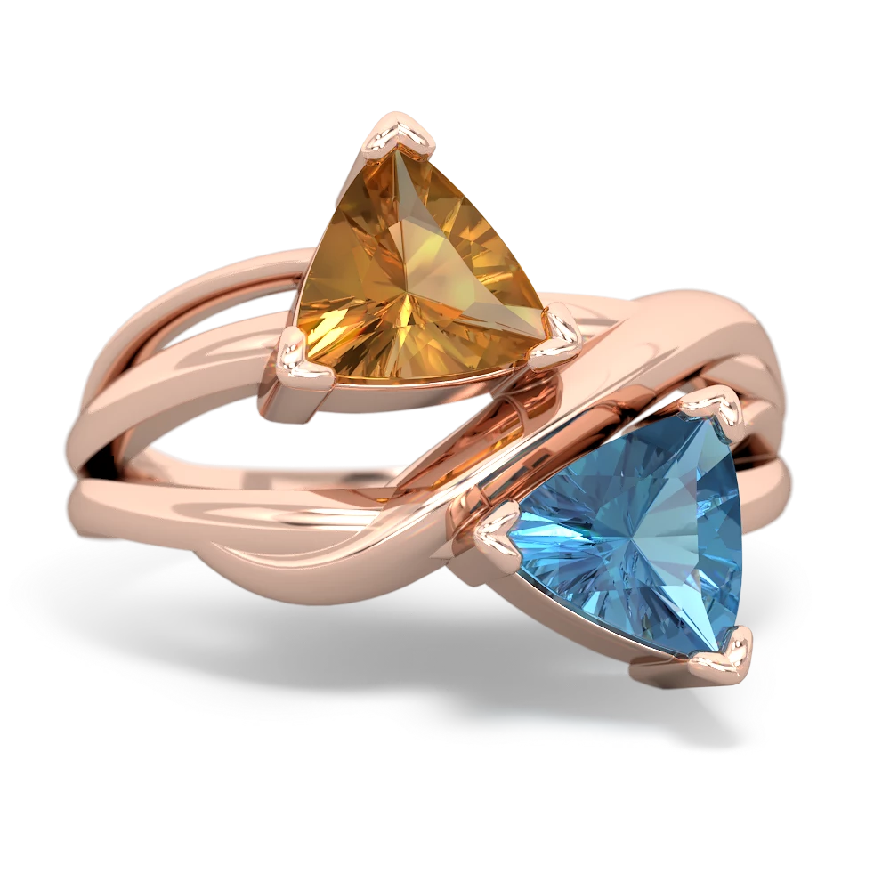 Citrine Split Band Swirl 14K Rose Gold ring R2341