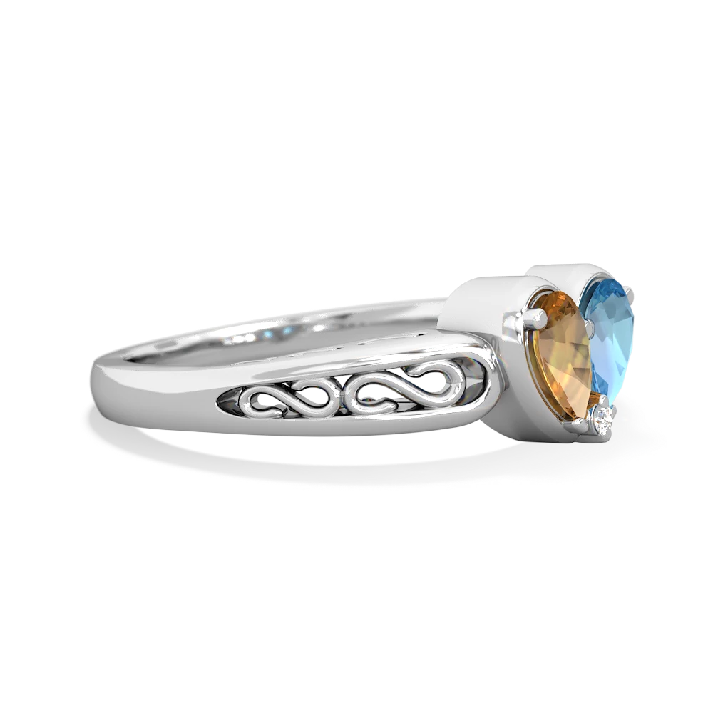 Citrine Filligree 'One Heart' 14K White Gold ring R5070