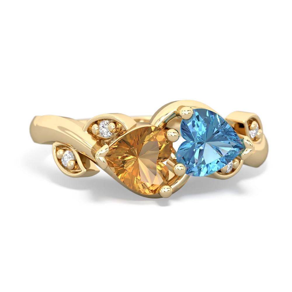 Citrine Floral Elegance 14K Yellow Gold ring R5790