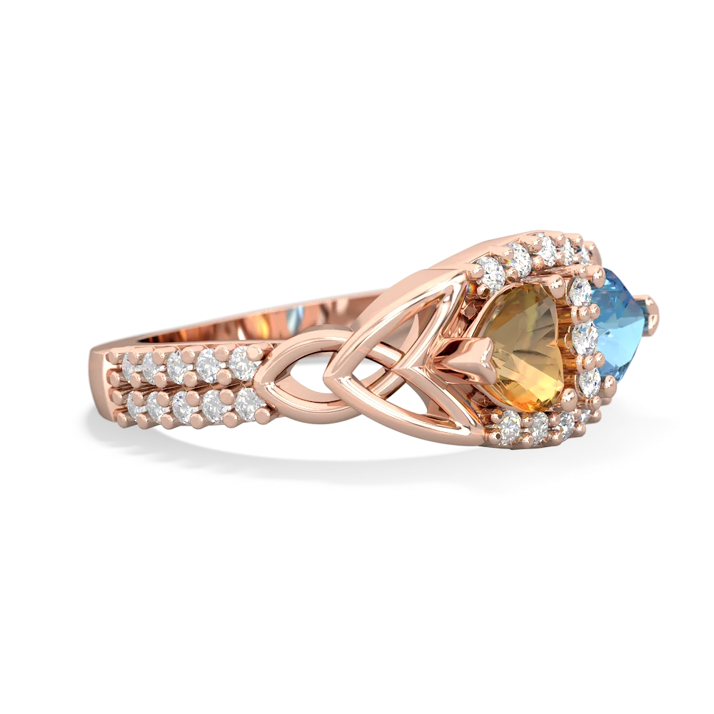 Citrine Sparkling Celtic Knot 14K Rose Gold ring R2645