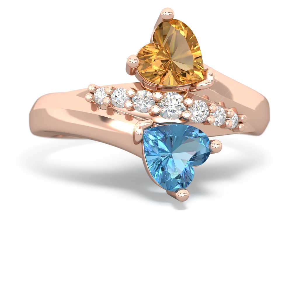 Citrine Heart To Heart 14K Rose Gold ring R2064