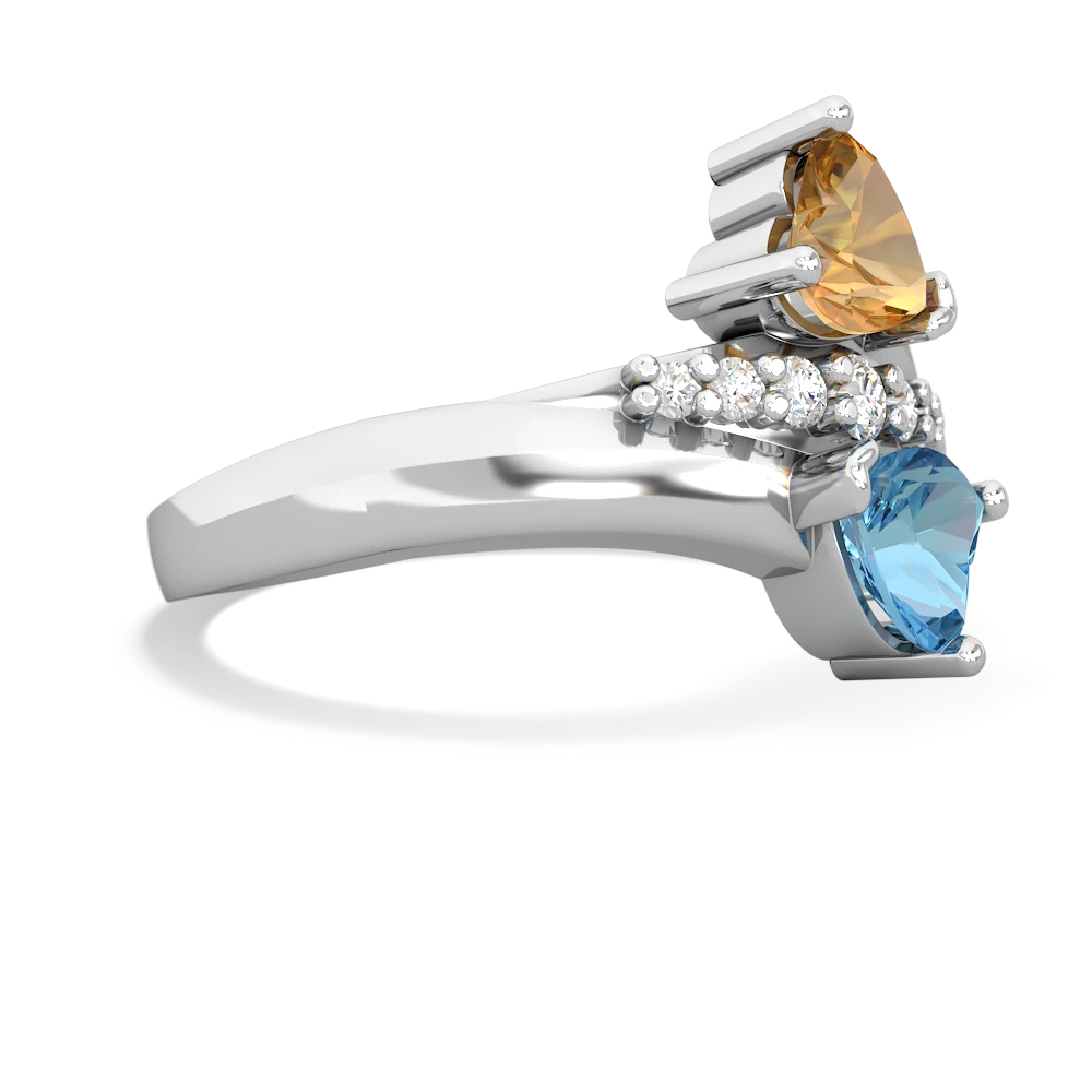 Citrine Heart To Heart 14K White Gold ring R2064