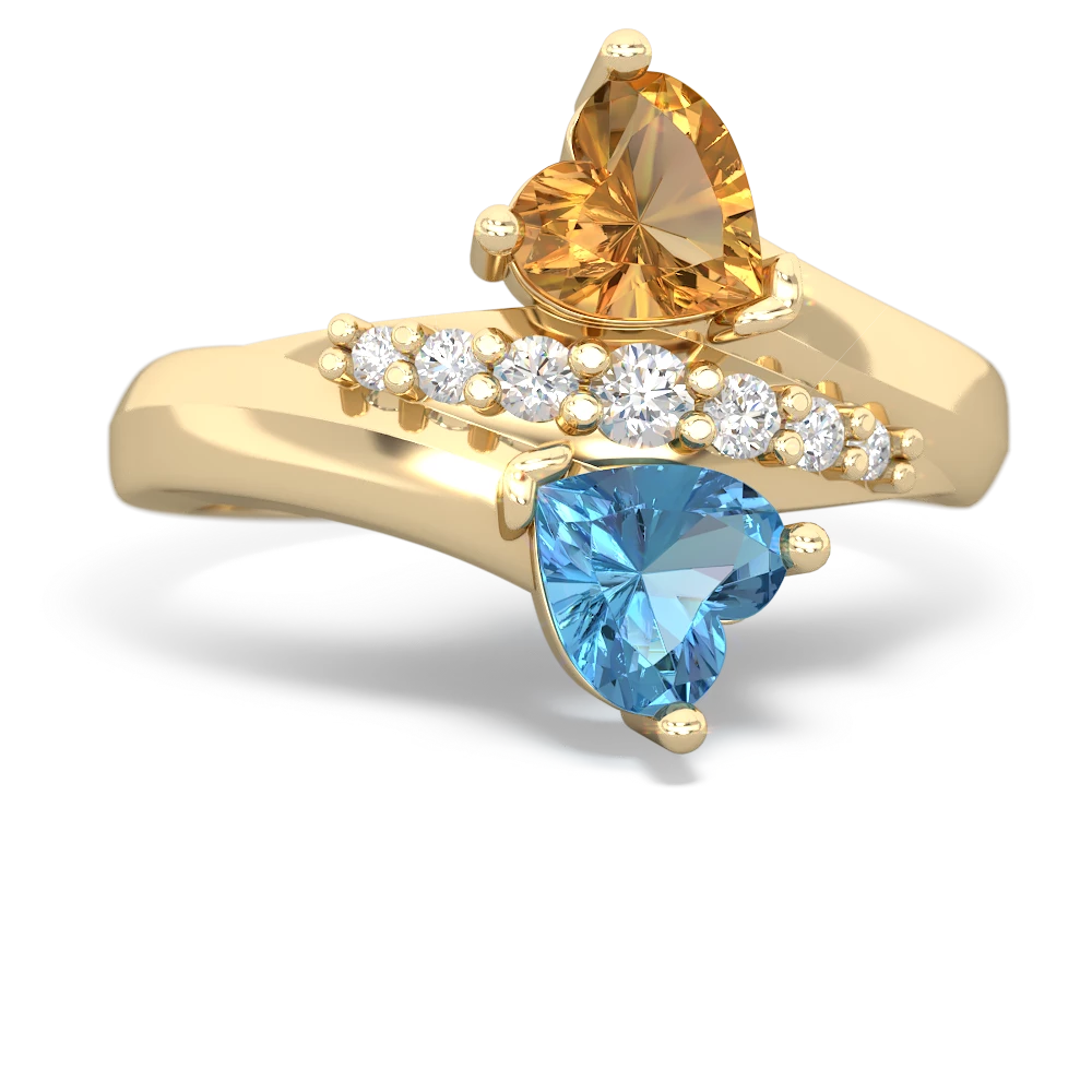 Citrine Heart To Heart 14K Yellow Gold ring R2064