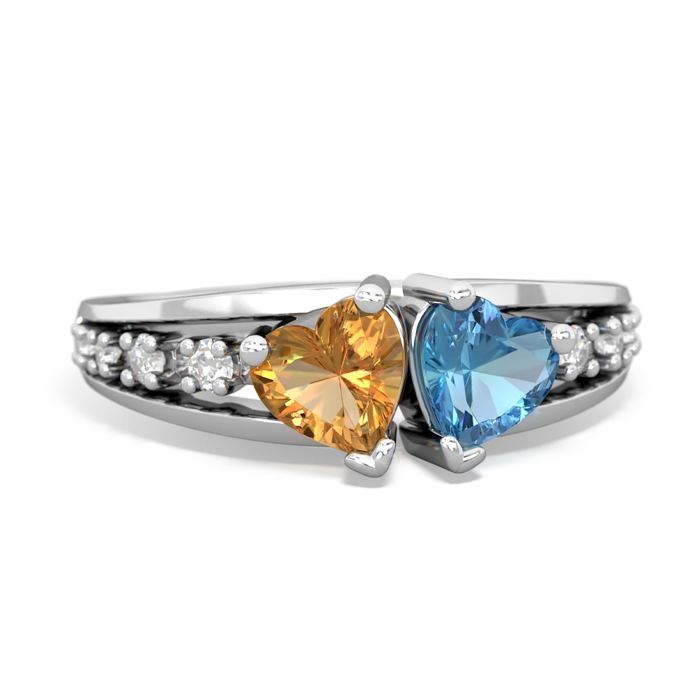 Citrine Heart To Heart 14K White Gold ring R3342