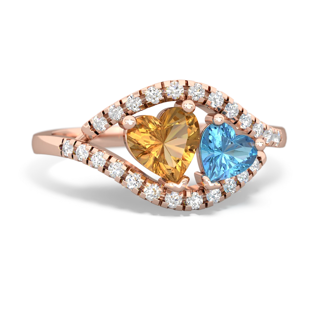 Citrine Mother And Child 14K Rose Gold ring R3010