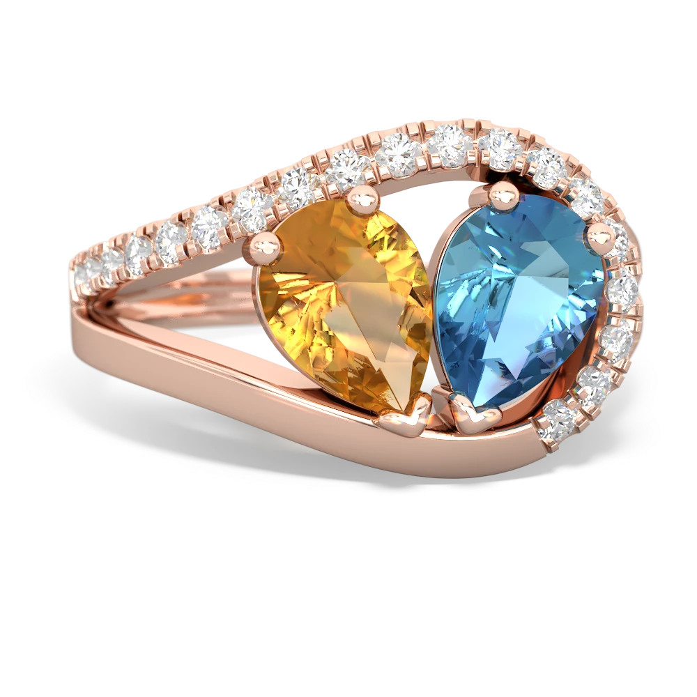 Citrine Nestled Heart Keepsake 14K Rose Gold ring R5650