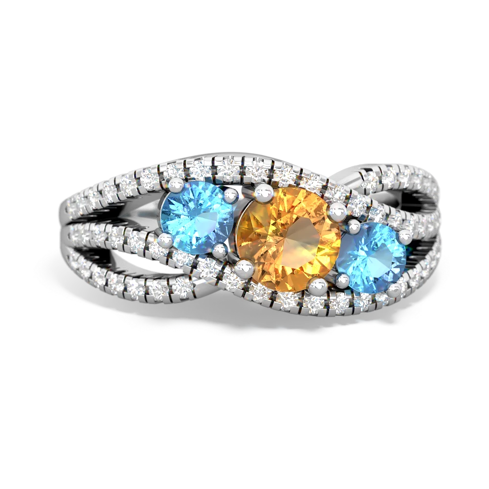 Citrine Three Stone Aurora 14K White Gold ring R3080