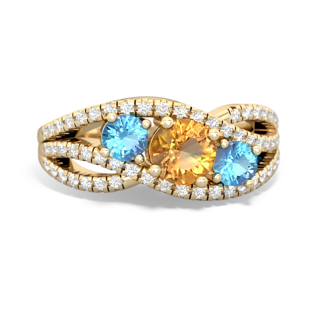 Citrine Three Stone Aurora 14K Yellow Gold ring R3080