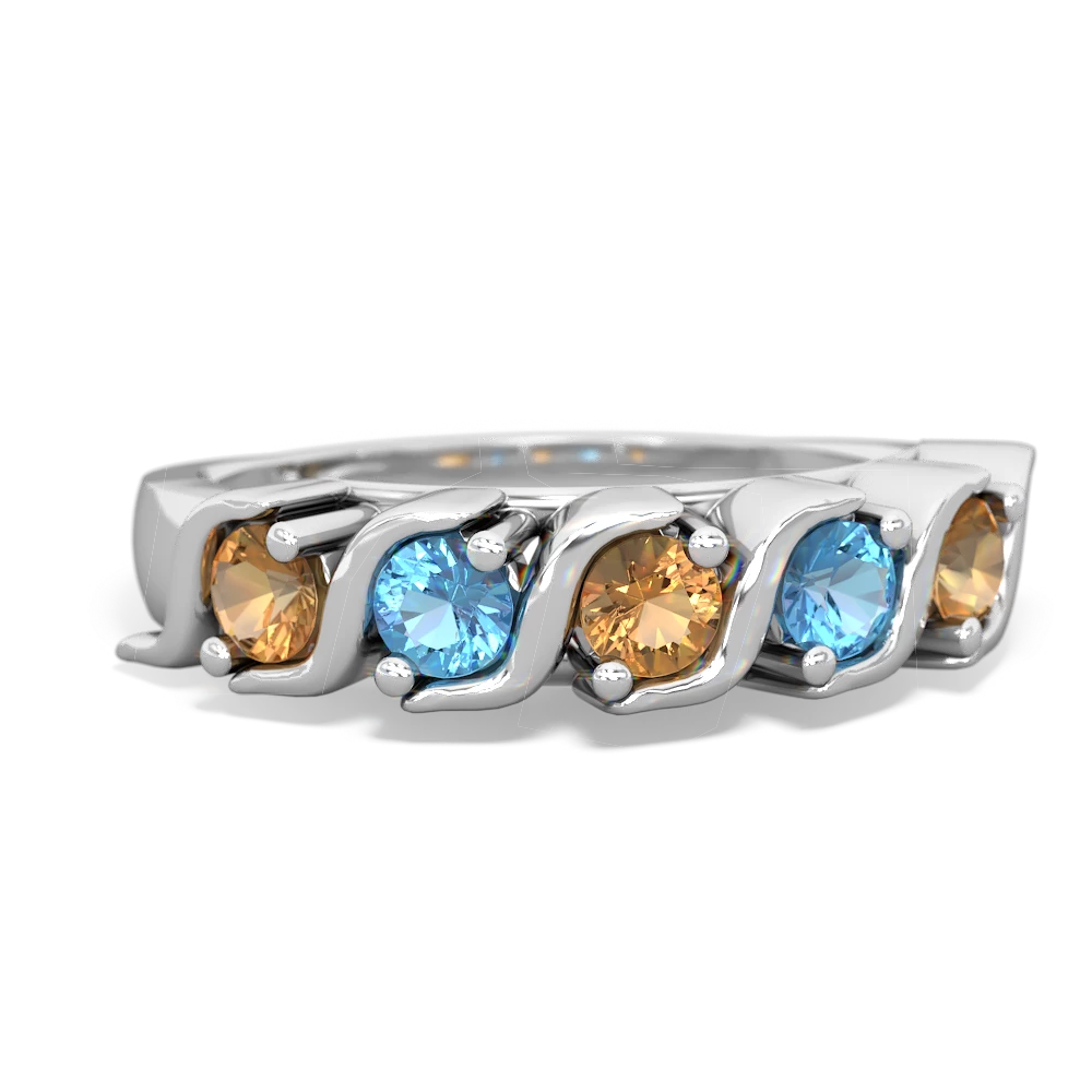 Citrine Anniversary Band 14K White Gold ring R2089