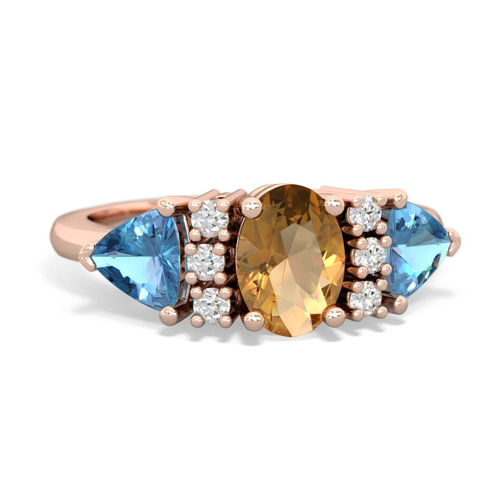 Citrine Antique Style Three Stone 14K Rose Gold ring R2186