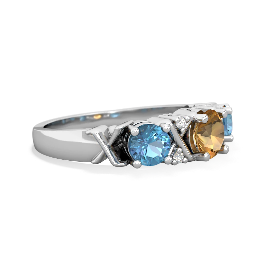 Citrine Hugs And Kisses 14K White Gold ring R5016