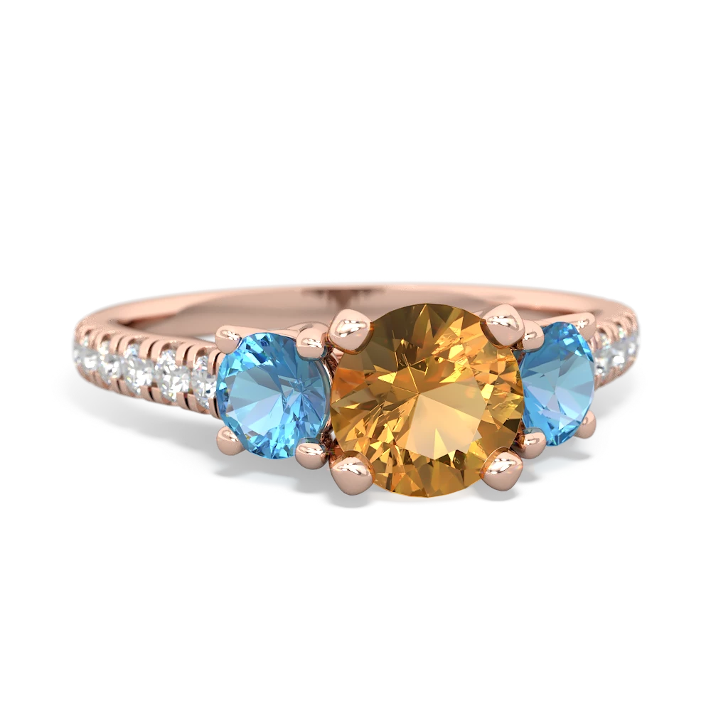 Citrine Pave Trellis 14K Rose Gold ring R5500