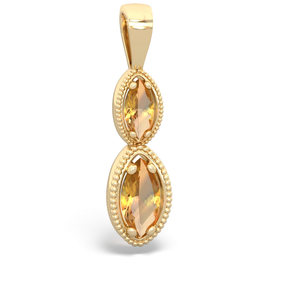 Citrine Antique-Style Halo 14K Yellow Gold pendant P5700