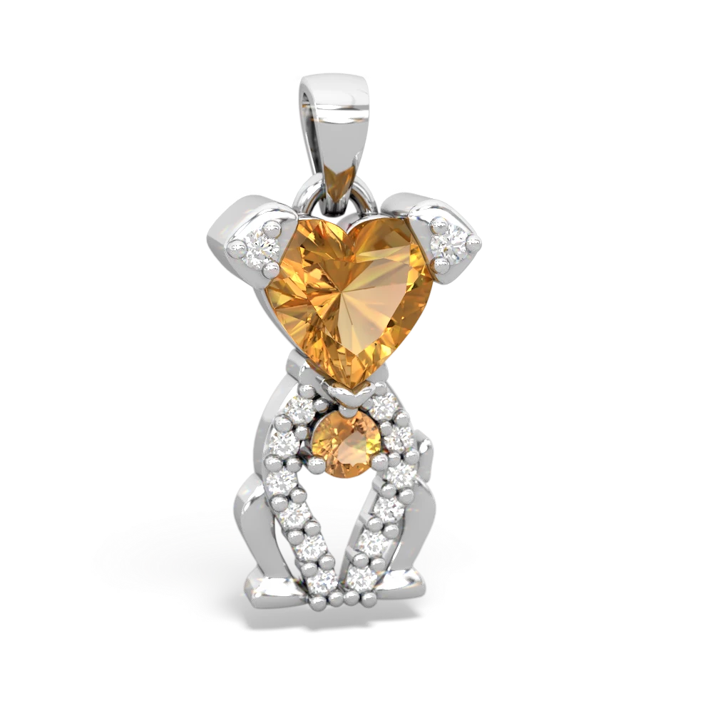 Citrine Puppy Love 14K White Gold pendant P5800