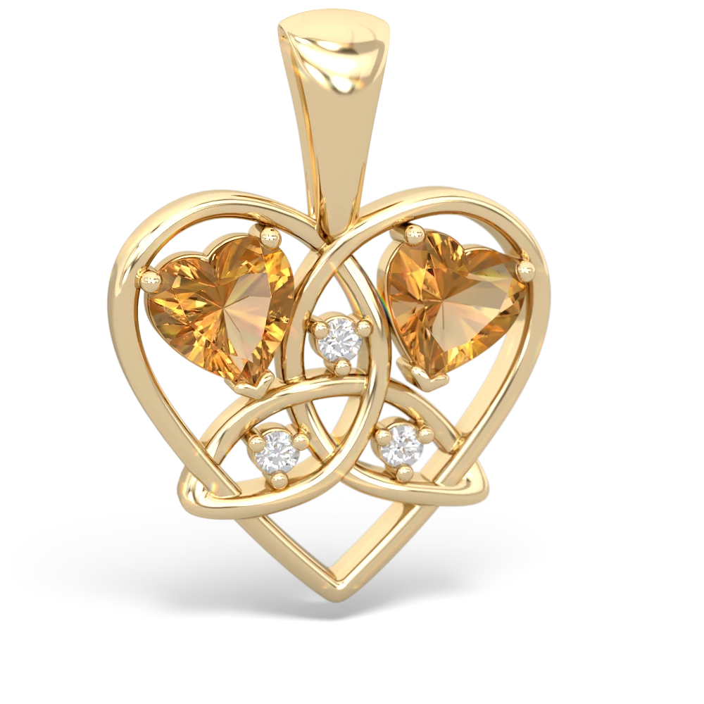 Citrine Celtic Trinity Heart 14K Yellow Gold pendant P5331