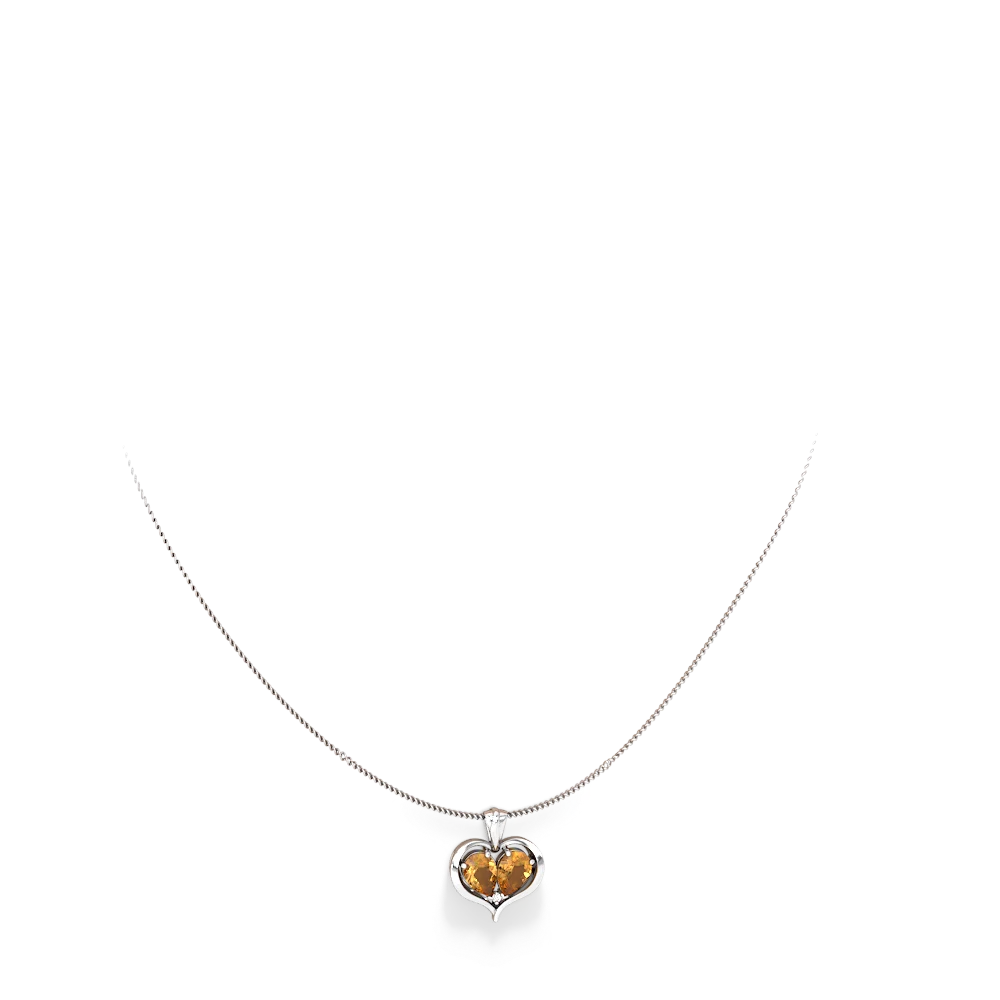 Citrine Two Become One 14K White Gold pendant P5330