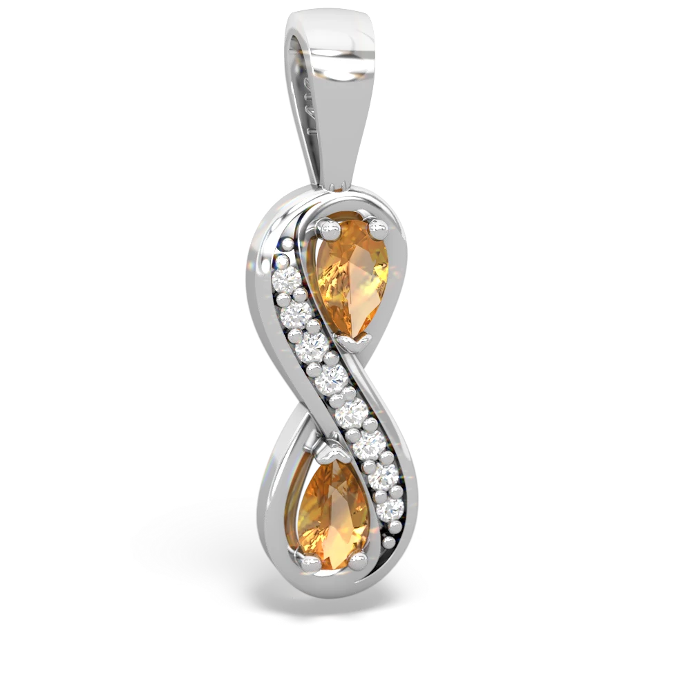 Citrine Diamond Infinity 14K White Gold pendant P5390