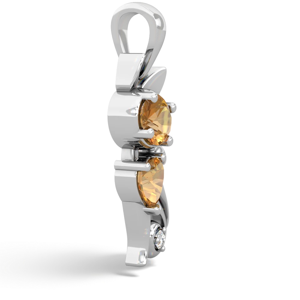 Citrine Kitten 14K White Gold pendant P5780