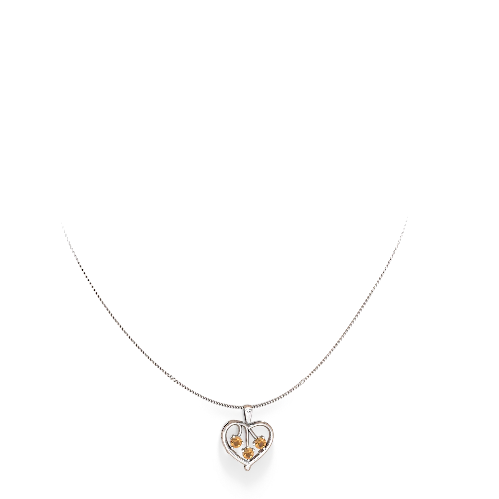 Citrine Glowing Heart 14K White Gold pendant P2233