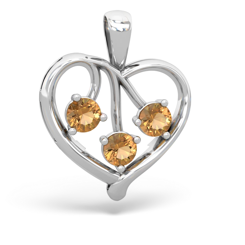 Onyx Glowing Heart 14K White Gold pendant P2233