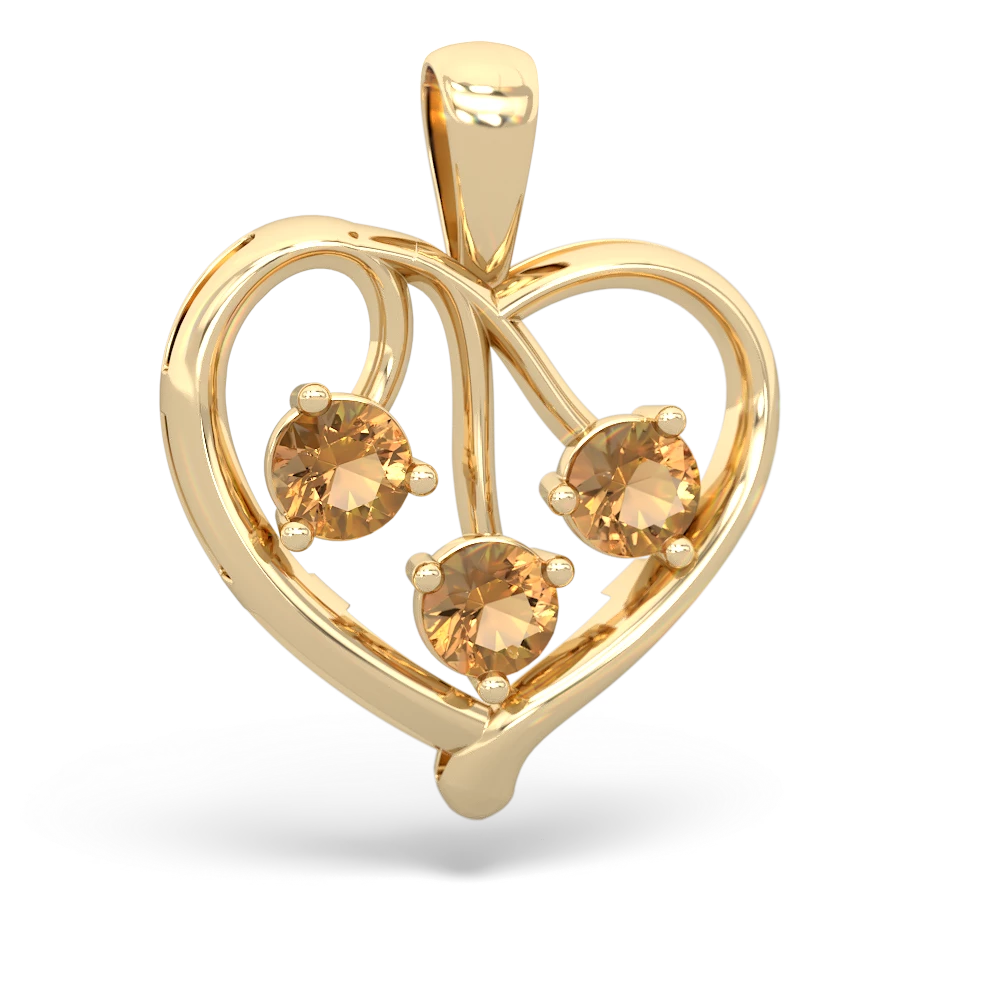 London Topaz Glowing Heart 14K Yellow Gold pendant P2233