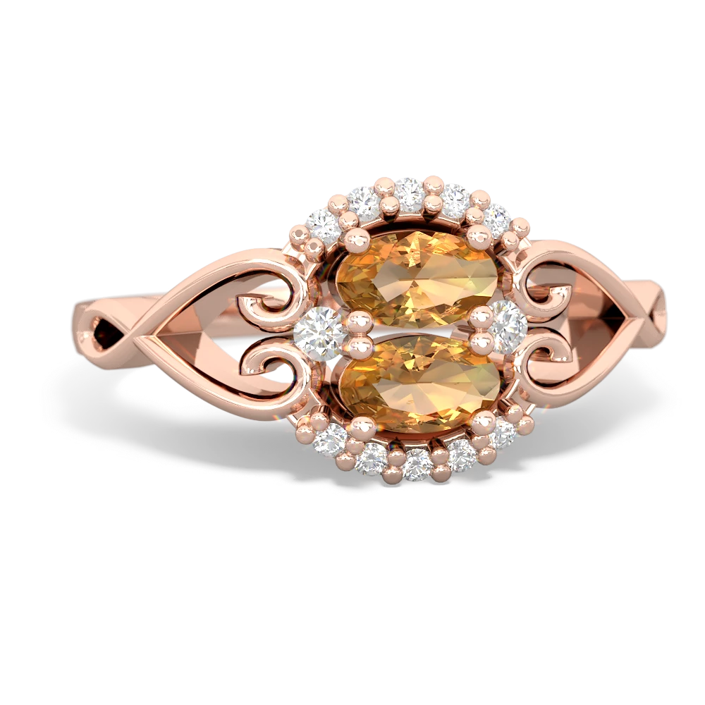 Citrine Love Nest 14K Rose Gold ring R5860