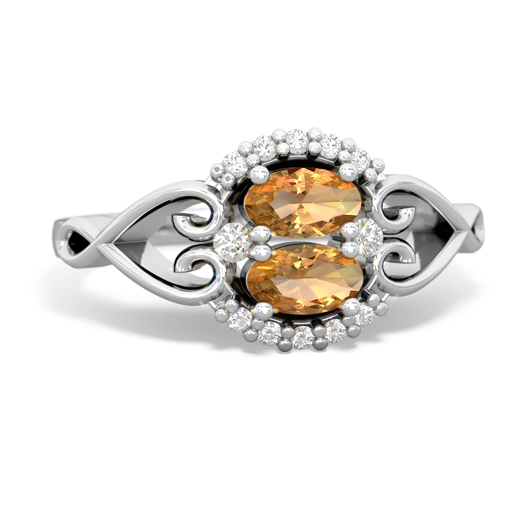 Citrine Love Nest 14K White Gold ring R5860