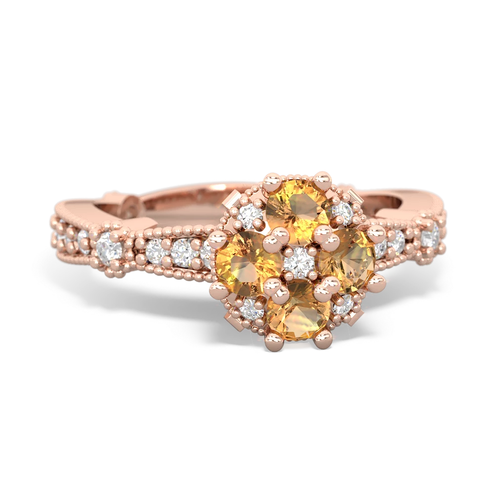 Citrine Sparkling Tiara Cluster 14K Rose Gold ring R26293RD