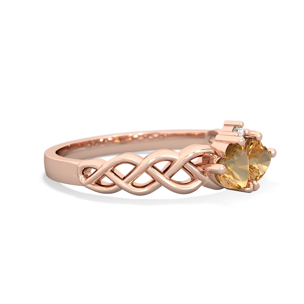 Citrine Heart To Heart Braid 14K Rose Gold ring R5870