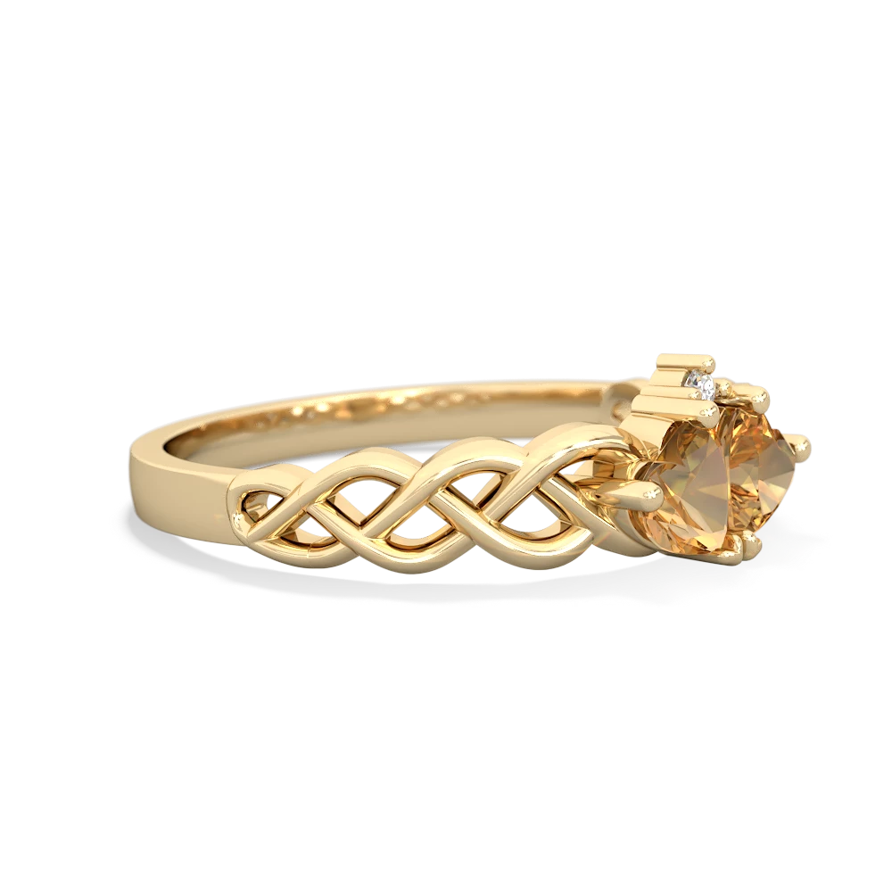 Citrine Heart To Heart Braid 14K Yellow Gold ring R5870