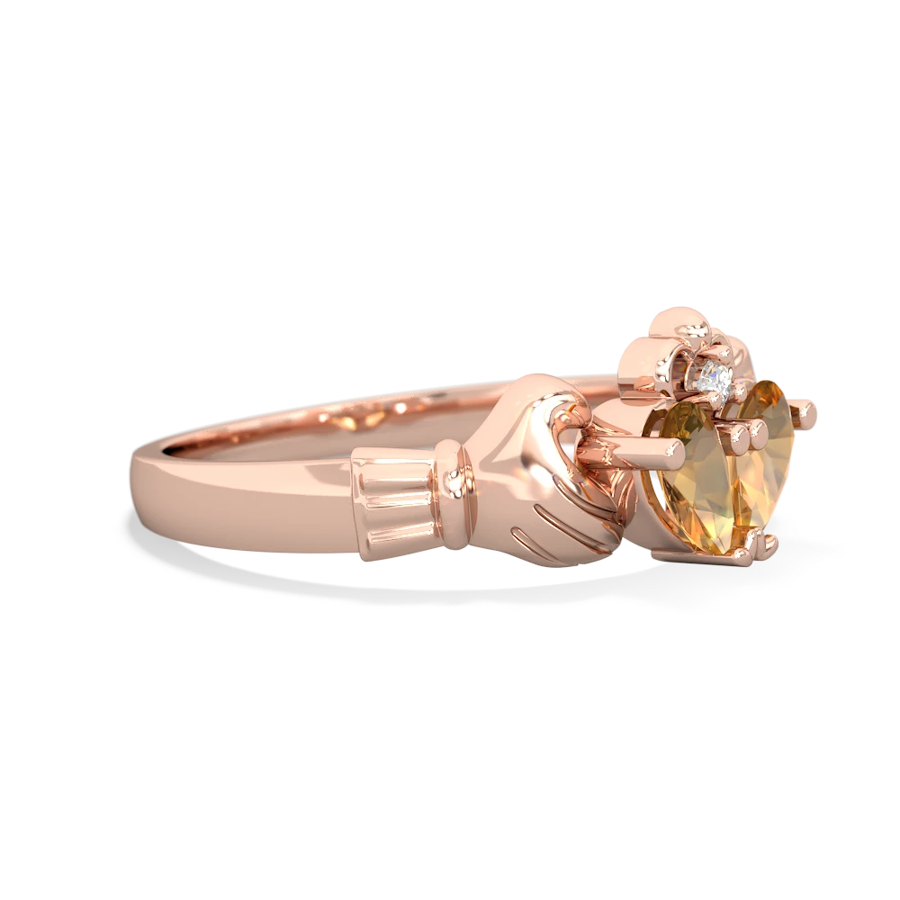 Citrine 'Our Heart' Claddagh 14K Rose Gold ring R2388