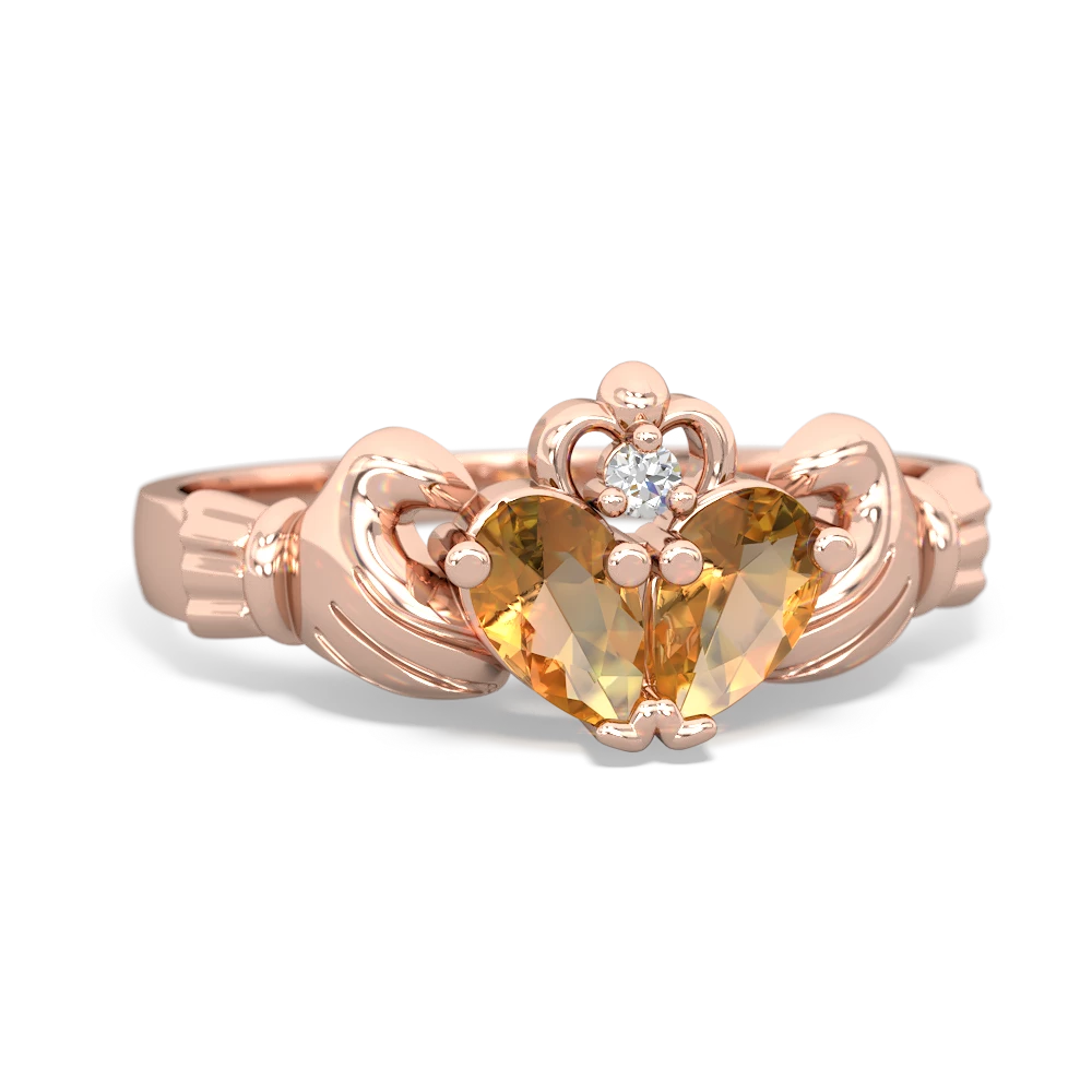 Citrine 'Our Heart' Claddagh 14K Rose Gold ring R2388