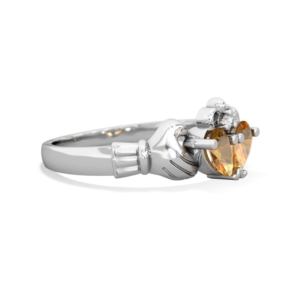 Citrine 'Our Heart' Claddagh 14K White Gold ring R2388