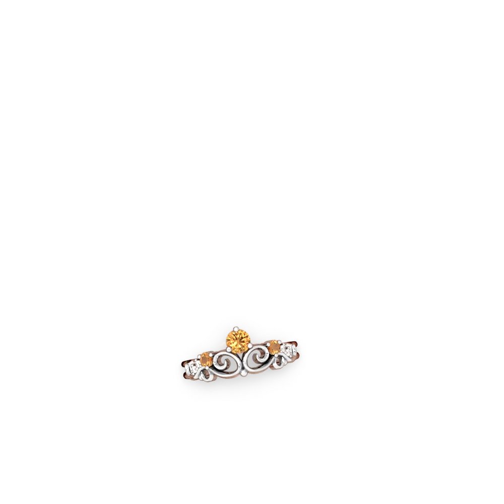 Smoky Quartz Crown Keepsake 14K White Gold ring R5740