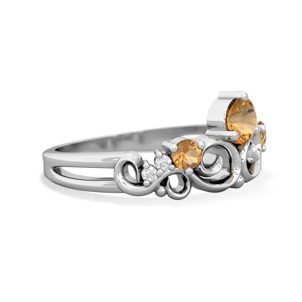 Lab Sapphire Crown Keepsake 14K White Gold ring R5740