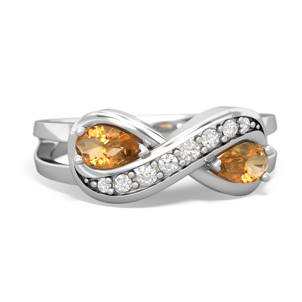 Citrine Diamond Infinity 14K White Gold ring R5390