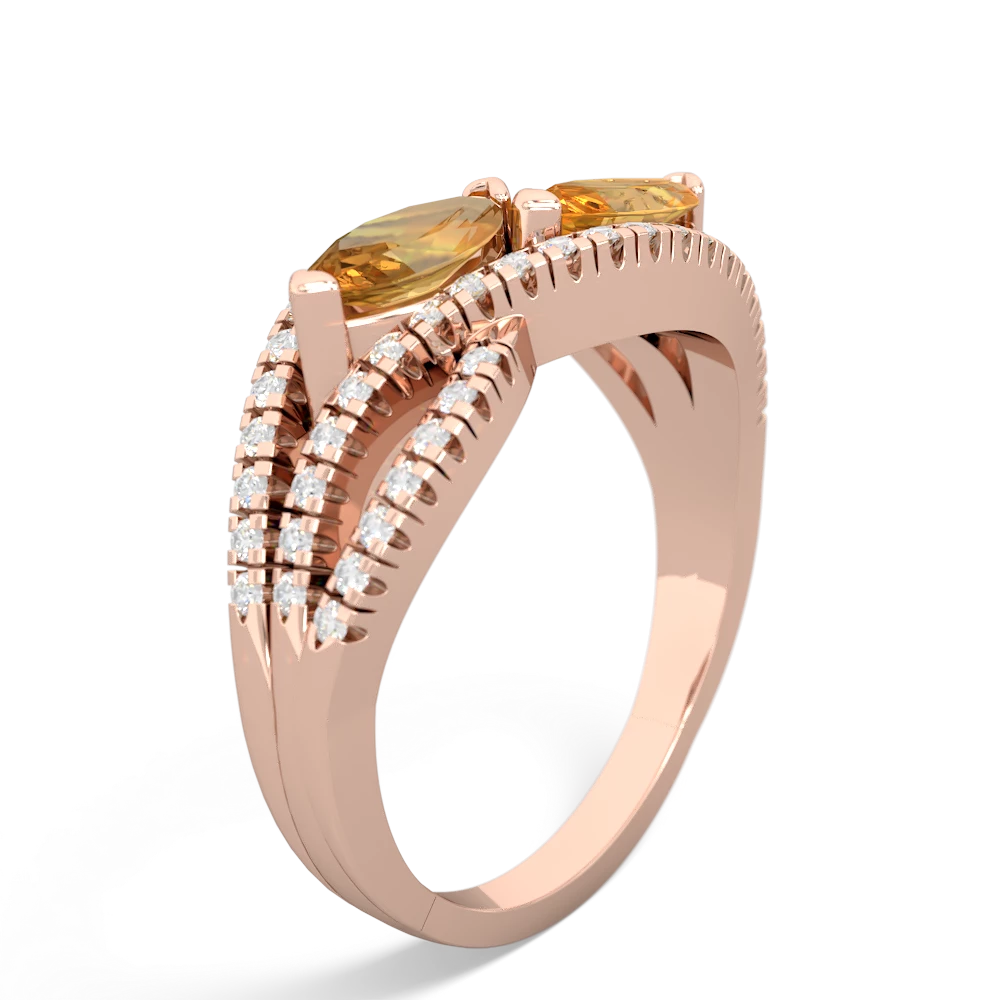 Citrine Diamond Rivers 14K Rose Gold ring R3070