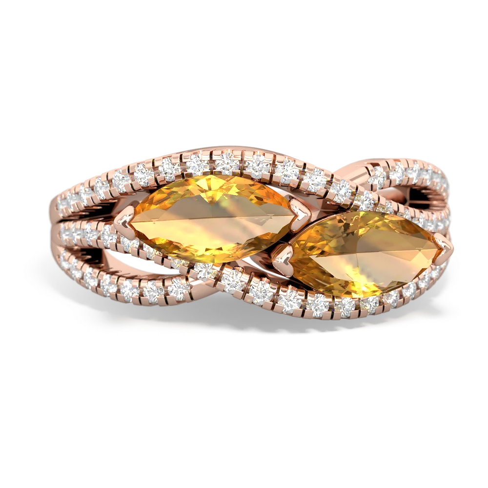 Citrine Diamond Rivers 14K Rose Gold ring R3070