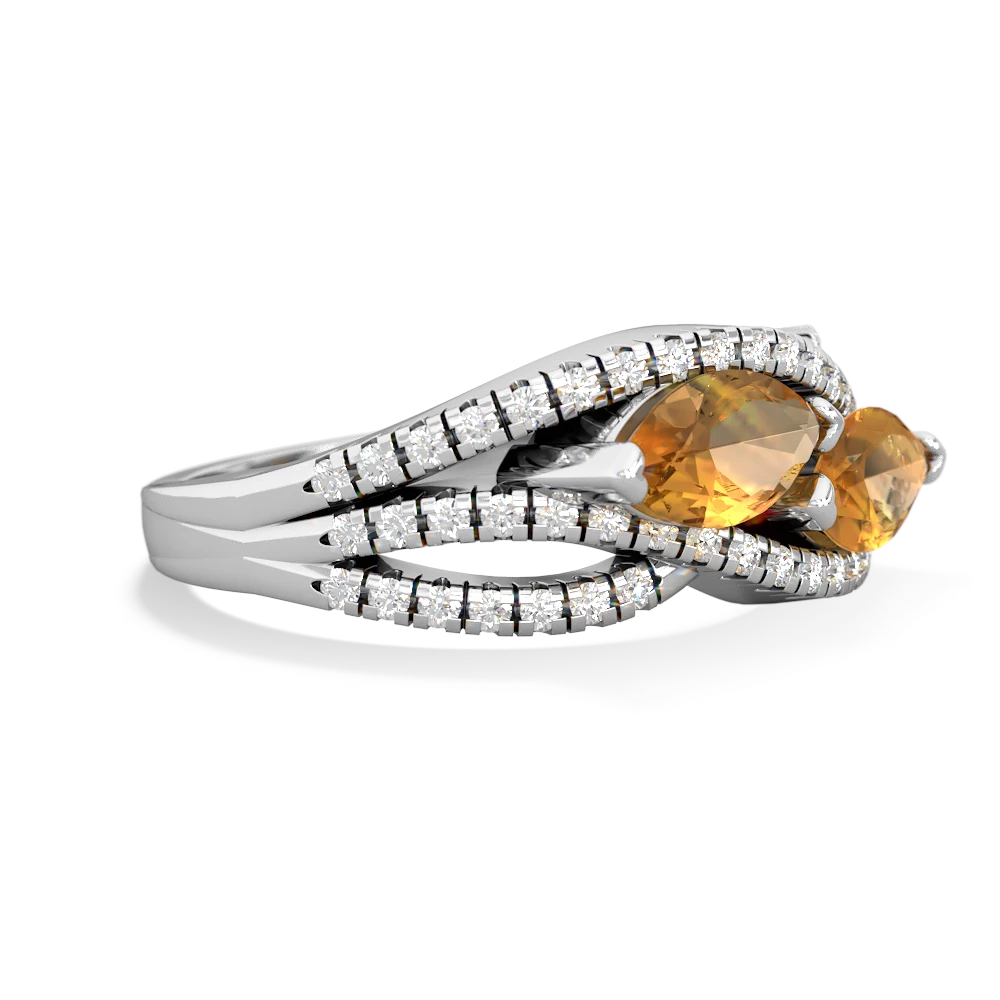 Citrine Diamond Rivers 14K White Gold ring R3070