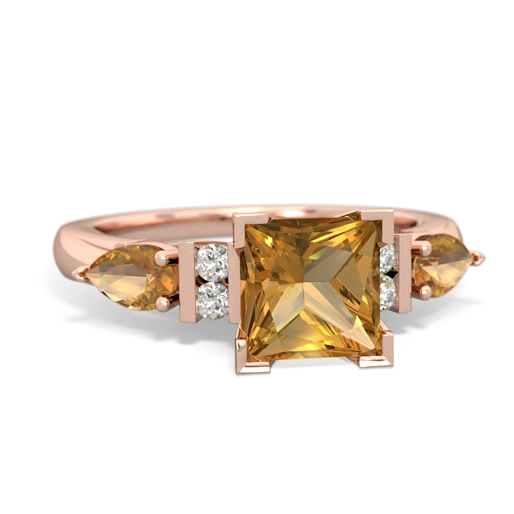 London Topaz 6Mm Princess Eternal Embrace Engagement 14K Rose Gold ring C2002