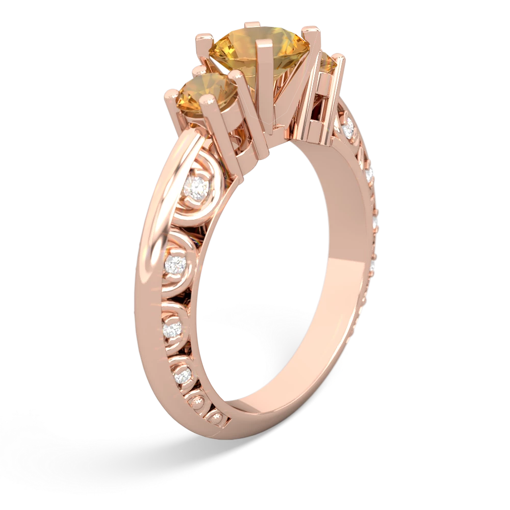 Citrine Art Deco Eternal Embrace Engagement 14K Rose Gold ring C2003