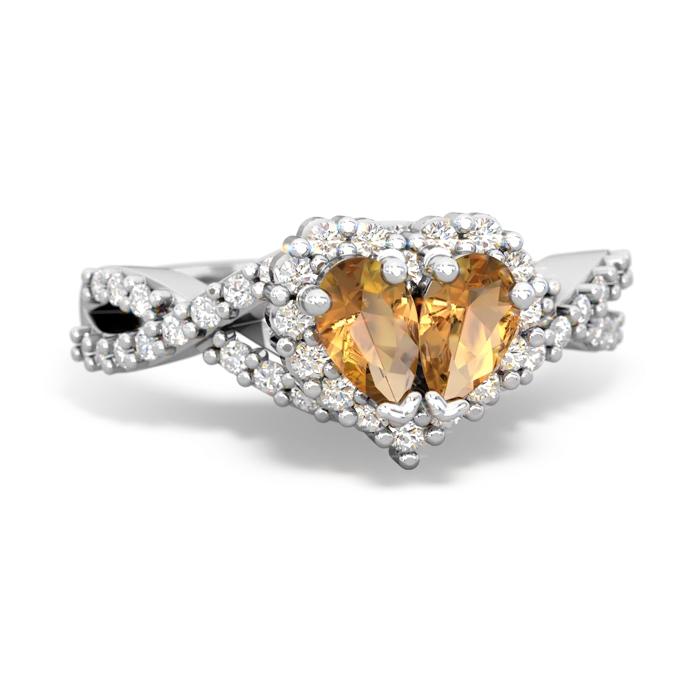 Citrine Diamond Twist 'One Heart' 14K White Gold ring R2640HRT